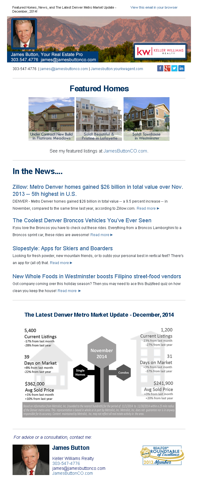 December 2014 Newsletter - James Button, Your Real Estate Pro