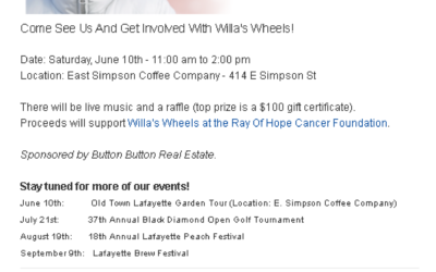 May Newsletter: ? Join us for live music to support Willa’s Wheels + more news/tips.